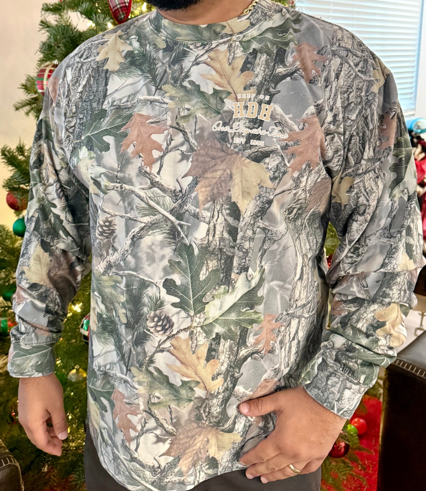One Day at a Time- Vintage Wood Camo Long Sleeve